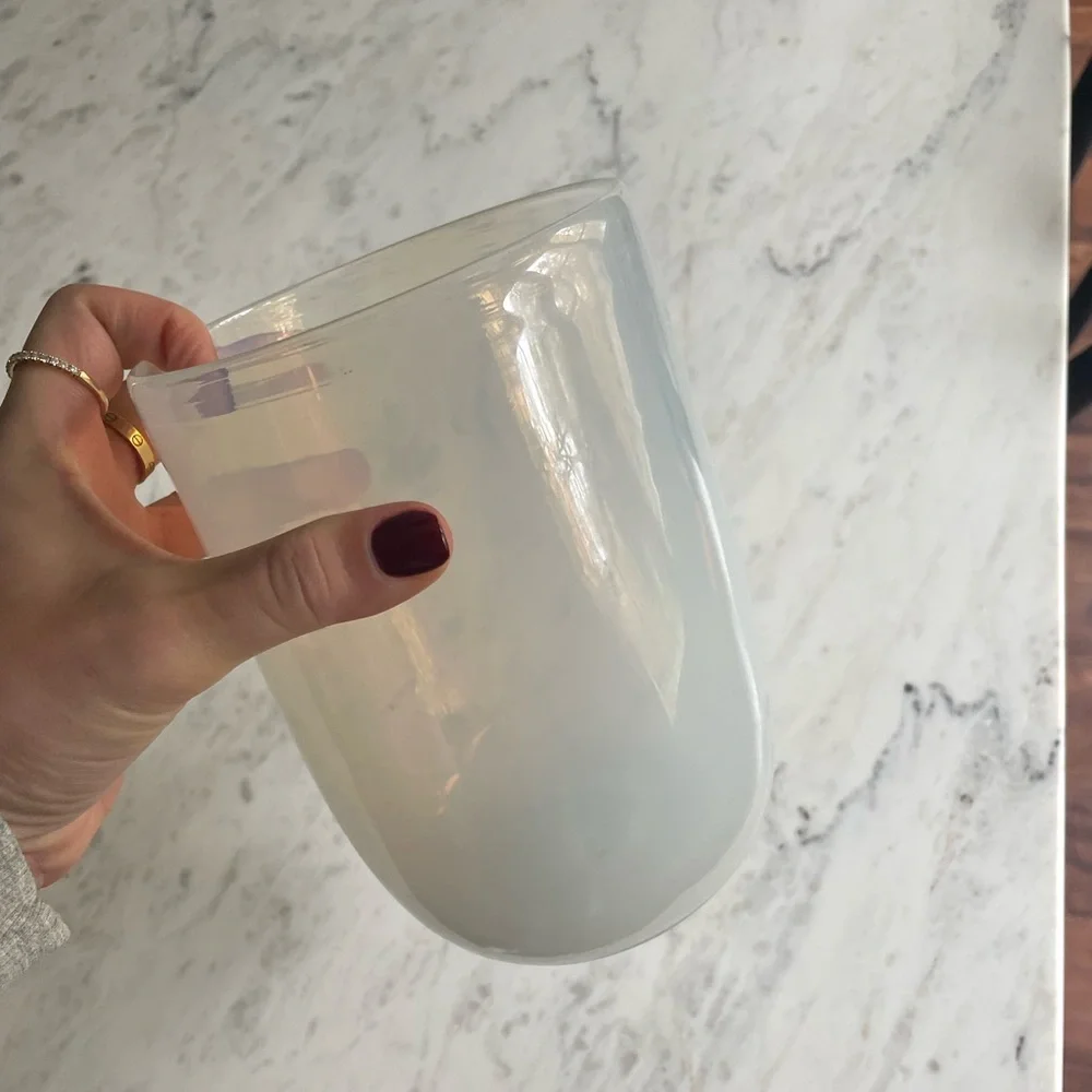 West Elm Iridescent Milky Glass Vase/Candle Holder